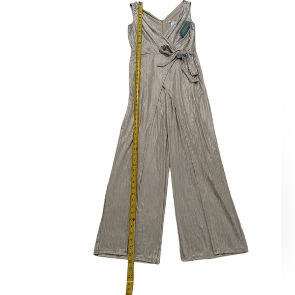 London Times Metallic V-neck High Slits Wide Leg Walk Thru Jumpsuit Size… - Picture 11 of 17